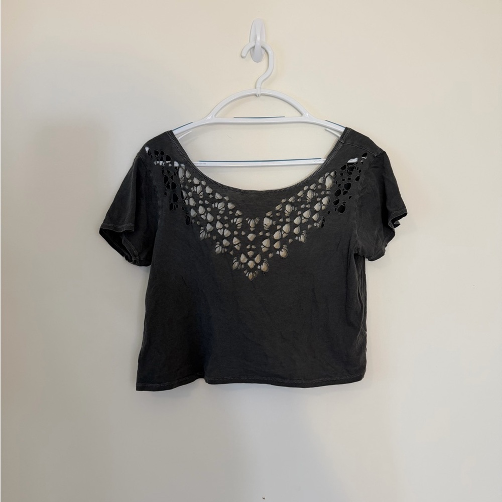 Billabong Gray Cutout Crop Top Size Medium